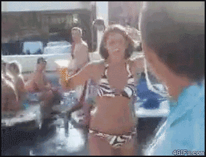 Woman spills beer.gif